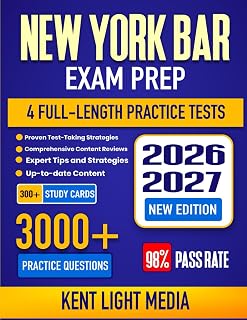 New York Bar Exam Prep 2026-2027: Study Guide, Proven Strategies, 4 Full-Length Practice Tests and Detailed Answer Explanations | 300+ Study Cards