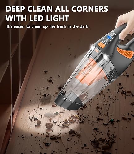 Miniatura 3 de Aspiradora de mano inalámbrica para automóvil, 18000Pa 160 W, con pantalla LED, potente aspiradora de mano de 30 minutos, aspiradora portátil