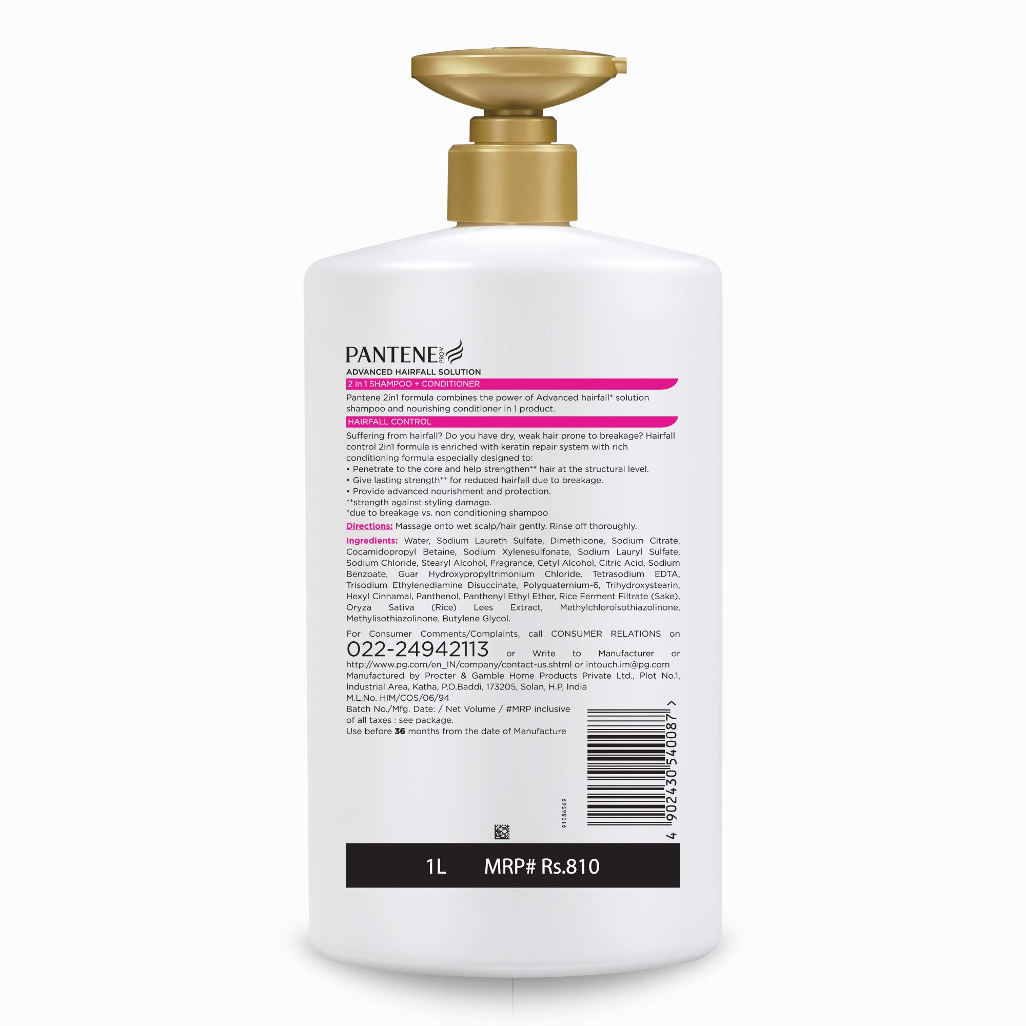 Pantene Advanced Hairfall Solution, 2in1 Anti-Hairfall Silky Smooth Shampoo & Conditioner for Women, 1L & 2in1 Anti-Hairfall Shampoo & Conditioner for Women, 1L 4