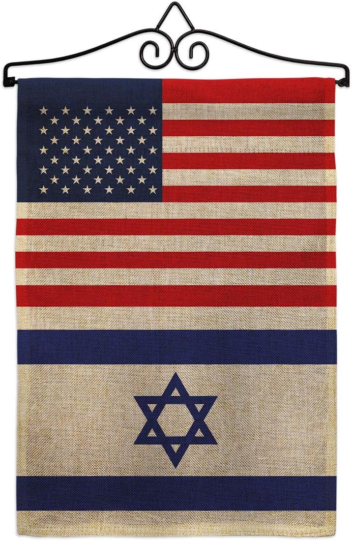 Israel US Friendship Garden Flag Set Wall Holder Regional USA American Alliance World Country Particular Area Small Decorative Gift Yard House Banner Made In 13 X 18.5