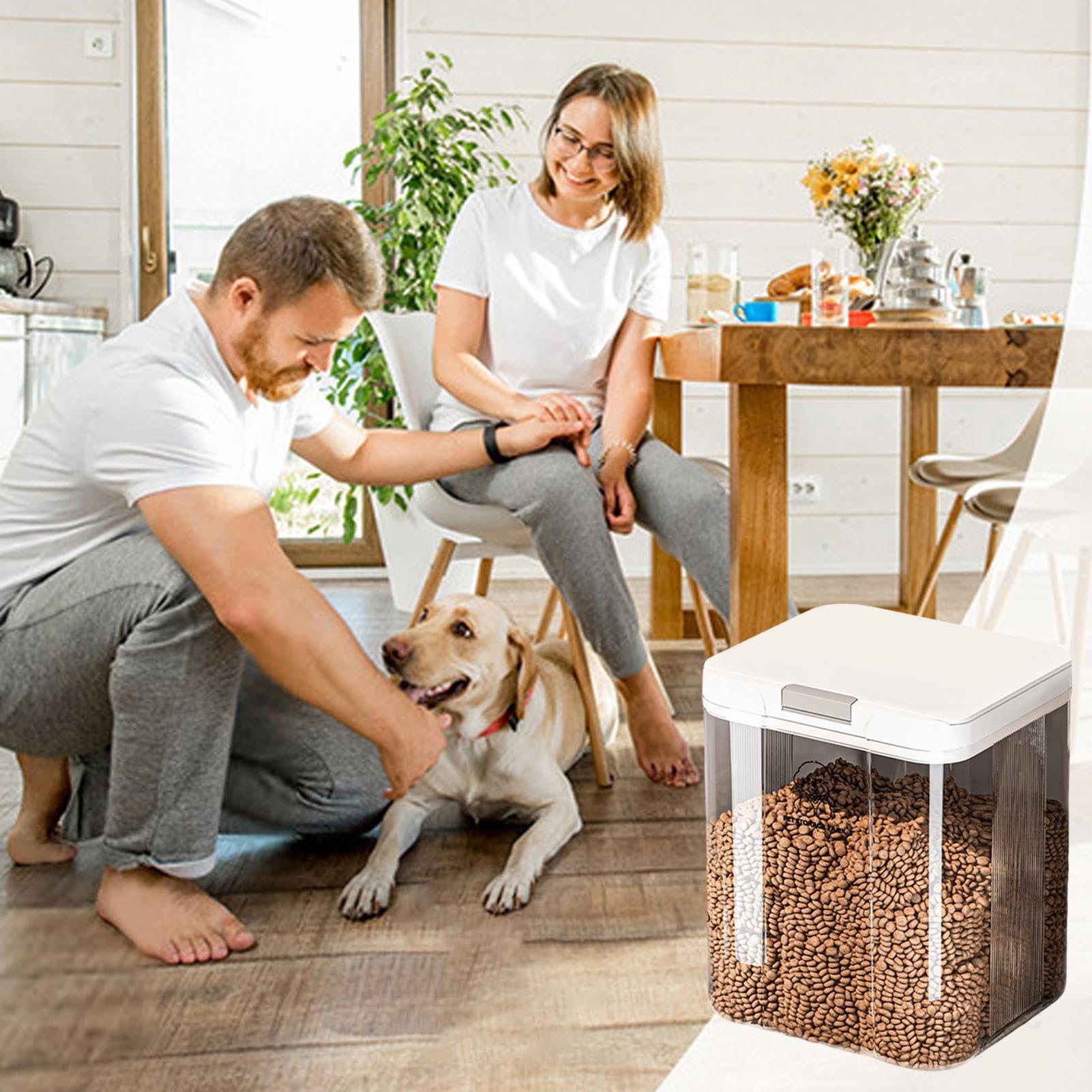 Contenitore per Cibo per Cani | 5L Ermetici Impilabili Trasparenti,Contenitori Grandi per Cibo per Cani,per Crocchette, Snack, Cereali, Riso, per Casa, Appartamento, Cucina, Dispensa, Mobile, Piano