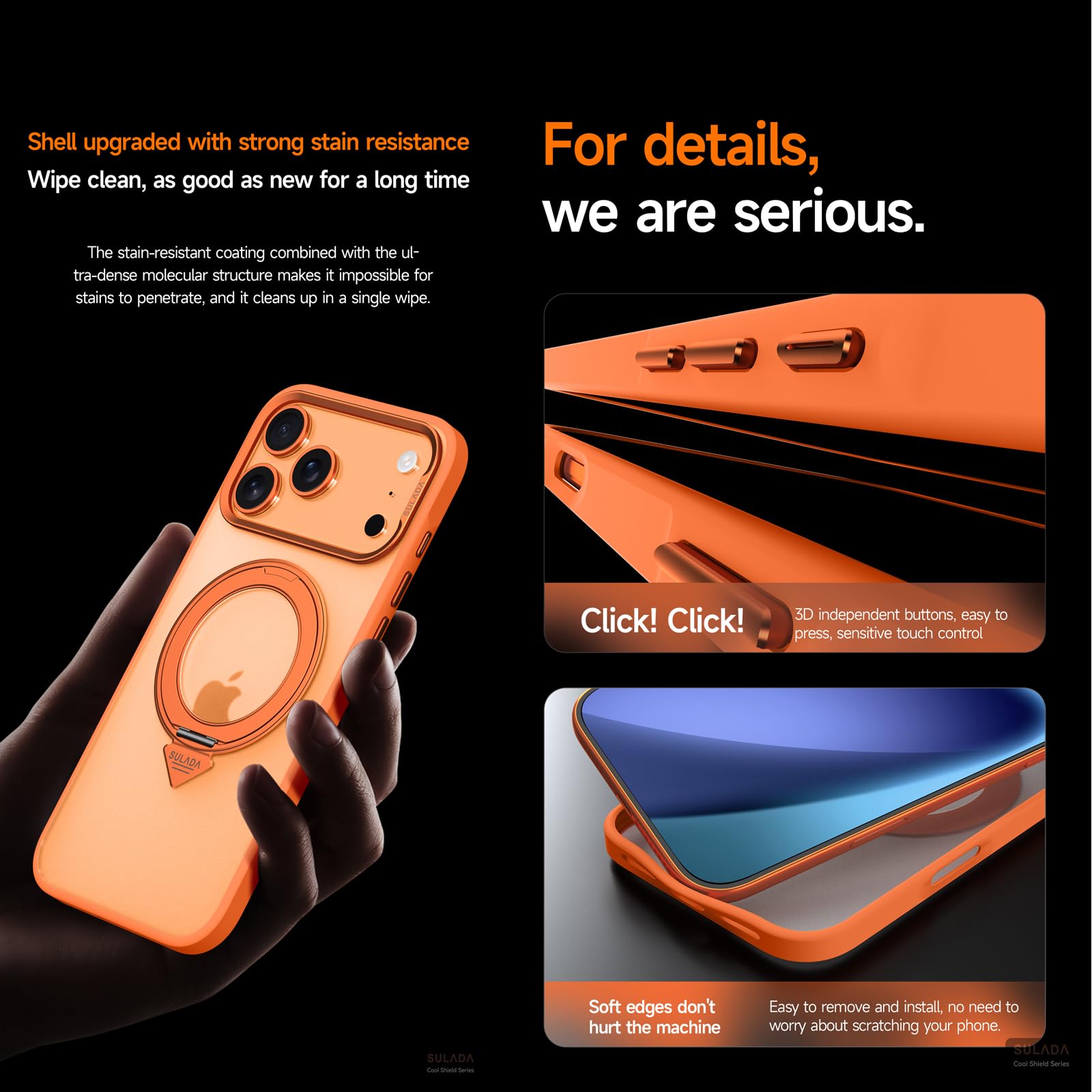 Funda Delgada Translúcida para iPhone 17 Pro Max/17 Pro/17 Air/17, con Soporte Giratorio de 360 ​​Grados, Antiamarilleo y Protección a Prueba de Golpes.-Grey||17 Air