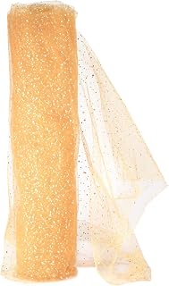 54 Inches x 10 Yards Glitter Tulle Fabric Rolls, Golden Glitter Tulle Rolls, Netting Fabric Sequin Tulle Bolt for Tutu Skirts, Sewing DIY Crafts, Birthday Wedding Party Decoration
