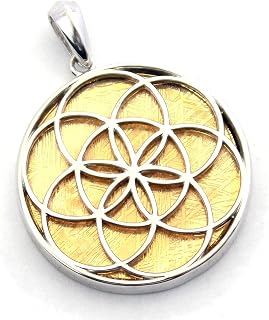 COSUMOSU Seed of life BIG 1.41inch Meteorite 925 Sterling Silver Pendant (Gold)