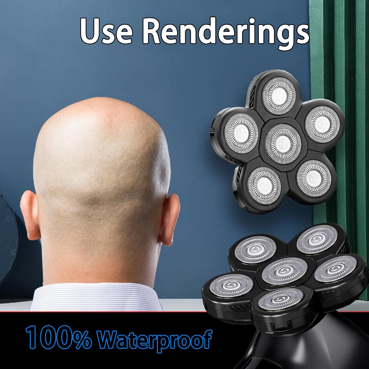 3 Pack Shaver Replacement Blades Compatible with Freebird Head Shaver Kit, 6 Blades Shaver Replacement Heads for Bald Men, Ruixin Replacement Blades for Flex-series Electric, with 3 Brushes.