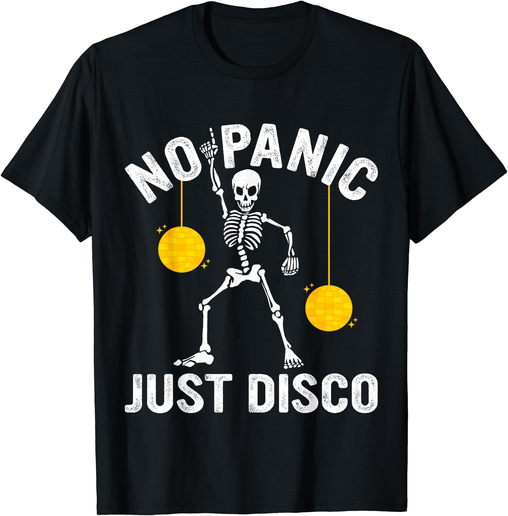 Funny Gifts For Emo Men Goth Women & Emo TeensNo Panic Just Disco Funny Skeleton Dancing Goth Emo Funny T-Shirt