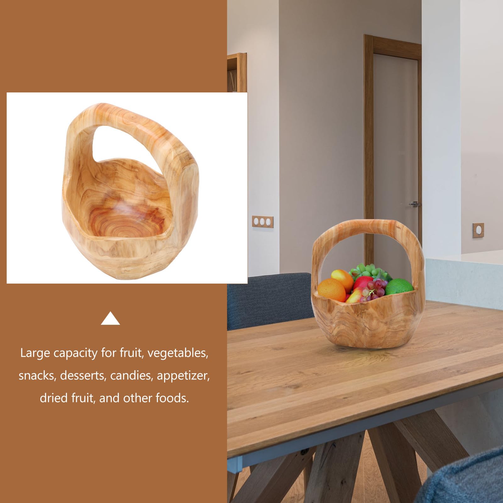 DOITOOL 1 Pieza Cuenco de Escultura de Cuenco de Madera Plato de Aperitivos Estabilidad Garantizada y Superficie Lisa Adecuado para Uso en Salón Comedor o Restaurante de Comida Asiática