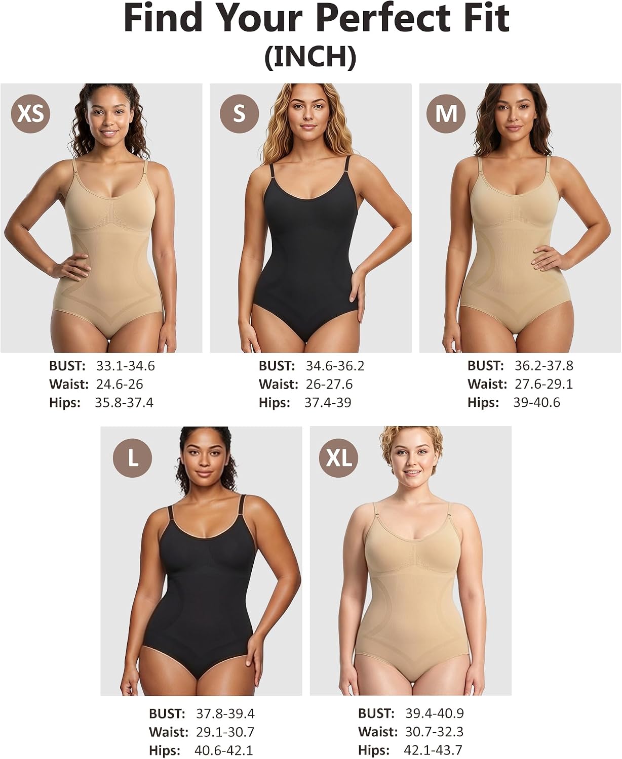 Shapewear Bodysuit for Women, Tummy Control Body Shaper, Seamless High Stretch Fabric, Invisible Under Clothes