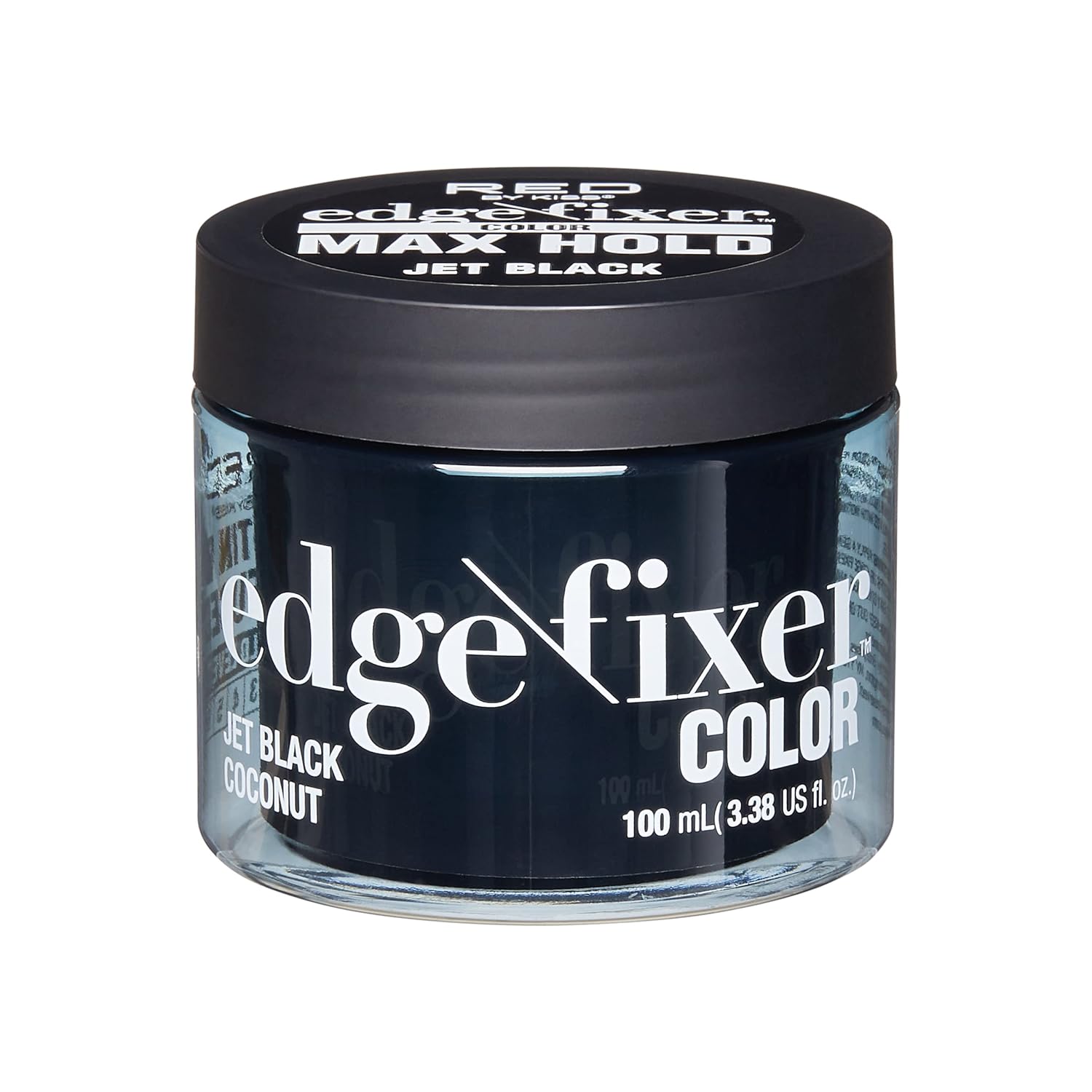 Red by Kiss Color Edge Fixer 24HR Max Hold Edge Control Pomade for Fly Away and Edge Frizz Hair (Jet Black) (100mL)