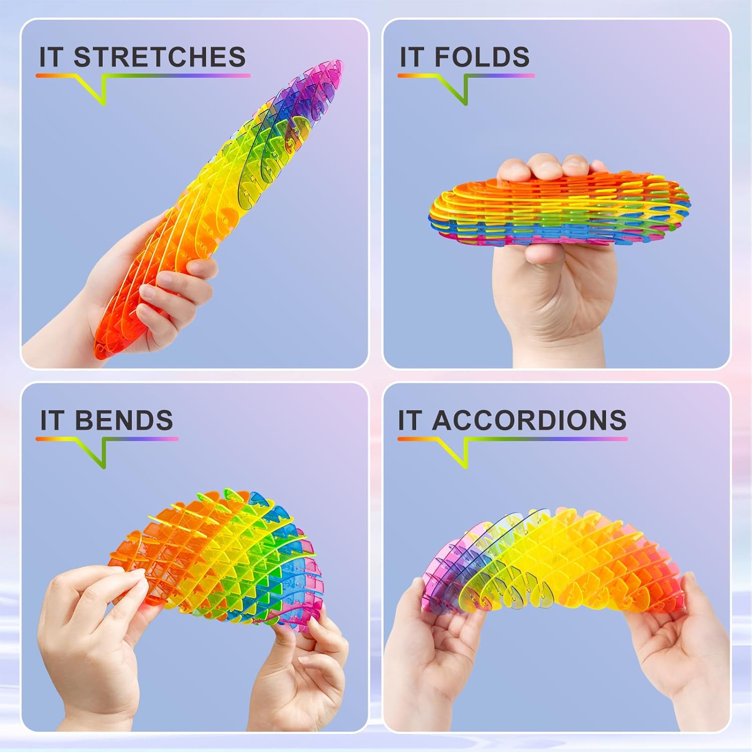 Fidget Worm Toy - Sensory Slug Fidgets for Kids Teens Adults with Autism ADHD, Quiet 3D Flexible Stress Relief Desk Fidget for School Classroom Office, Calm Toys Ages 5-7 8-10 8-12 (Rainbow,Large)