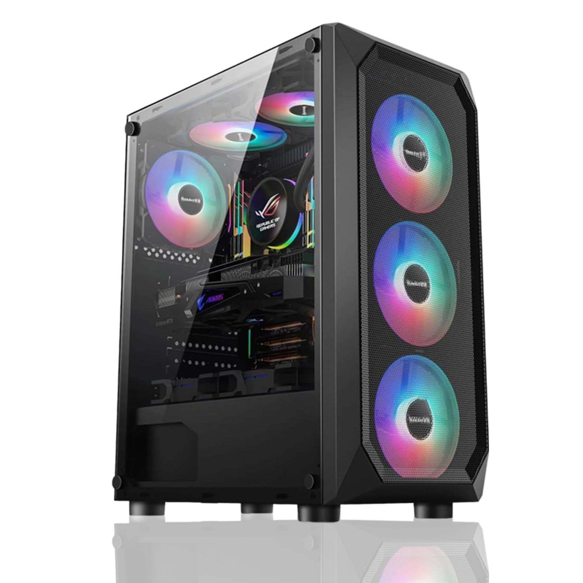 Gaming PC Ryzen 5 4500, GeForce RTX 3060, B450, 8GB 3200MHz DDR4 RAM, 500GB NVMe SSD, P550W, 5 RGB Fans, WiFi, Puissant PC de Jeu et de création