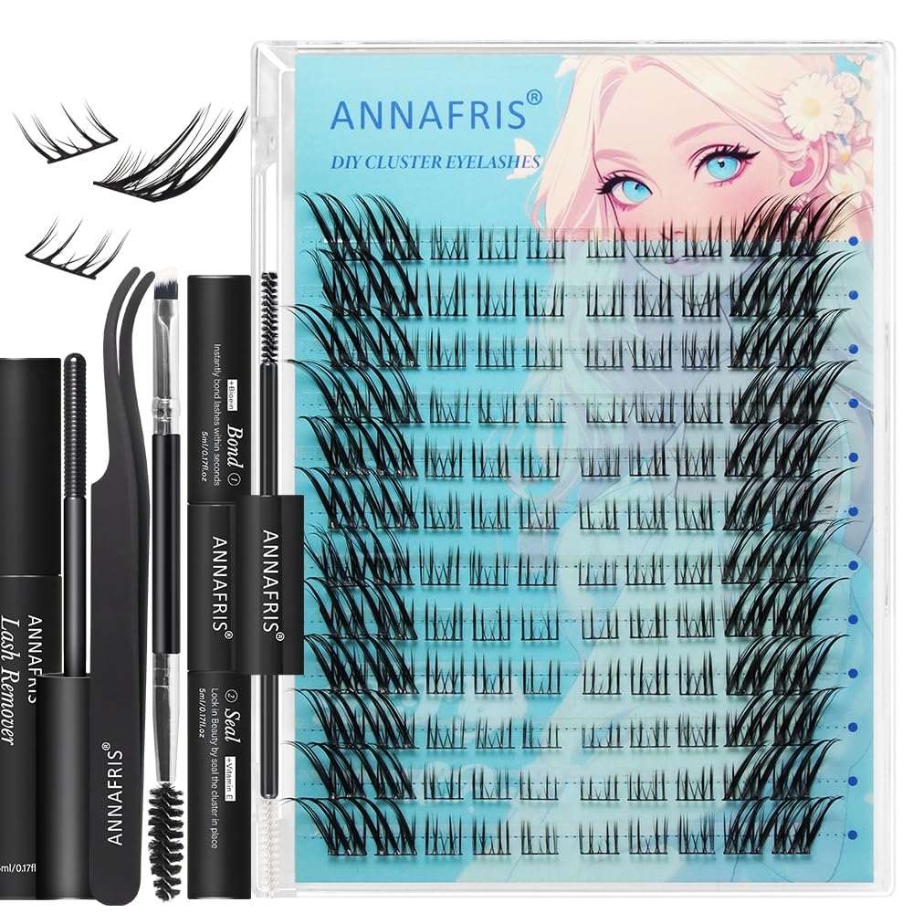 ANNAFRIS Ciglia Finte Ciuffetti Kit Naturali DIY Extension Ciglia Cluster Lashes con Pinze e Colla(FS,036)