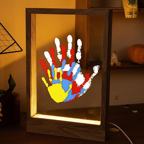 CHERRY CHEERS Family Handprint Kit with Light, Handprint Keepsake Frame,
