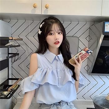 シャツ+ブラウス(半袖+袖なし) styling/ frill-off shoulder top moment+ ブラウス シャツ 2WAYオフショル無地＆チェック半袖フリル