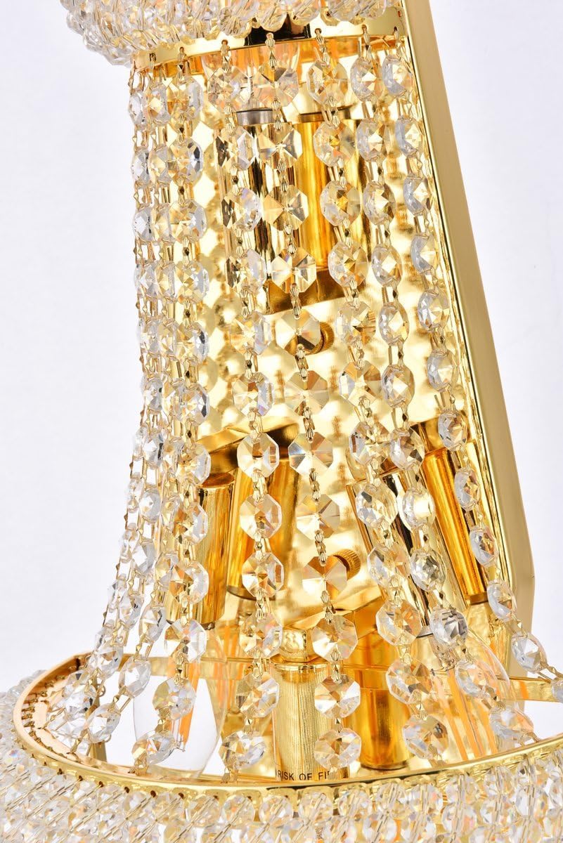 Pemberly Row Contemporary 17" 4-Light Royal Crystal Wall Sconce, Precision-Cut Crystals, Sturdy Metal Frame, Chrome or Gold Finish, Upscale Indoor Lighting for Hallway, Living Room, or Bedroom
