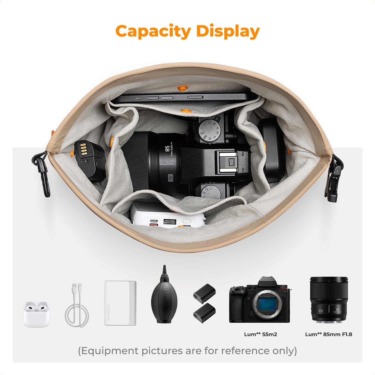 K&F CONCEPT Sac Appareil Photo, Porté à la Main Sac léger à la Mode Compatible avec Les Petits appareils Photo Reflex Compacts pour Femmes-Beige
