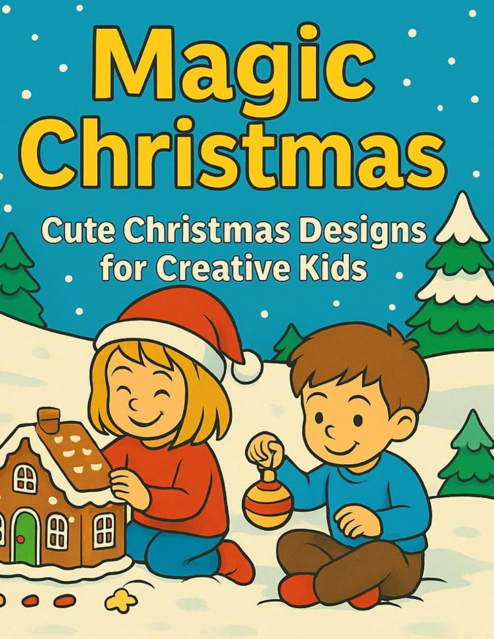 Magic Christmas - coloring book - winter: Cute Christmas Designs and Winter Coloring Pages for Kids Ages 3–9