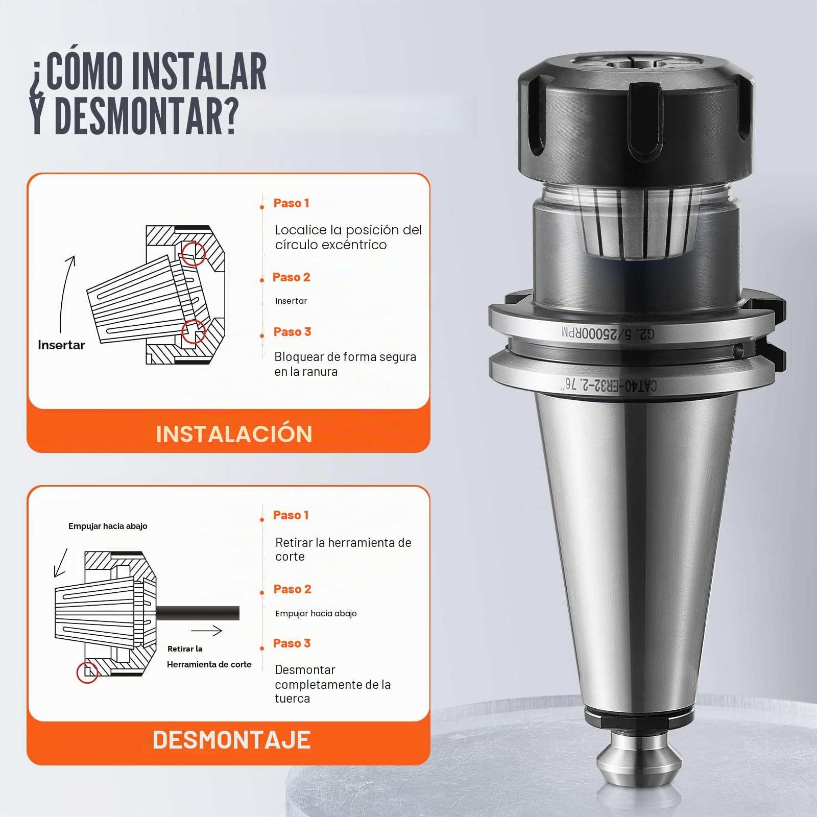 VEVOR Juego de Pinzas ER32 25 PCS 1/16"-13/16" 1,6-20,6 mm TIR 0,0006"/15 μm con 25 Cajitas de Almacenamiento Etiquetadas para Máquina de Grabado CNC, Fresadora, Herramienta de Torno, Taladro, Prensa