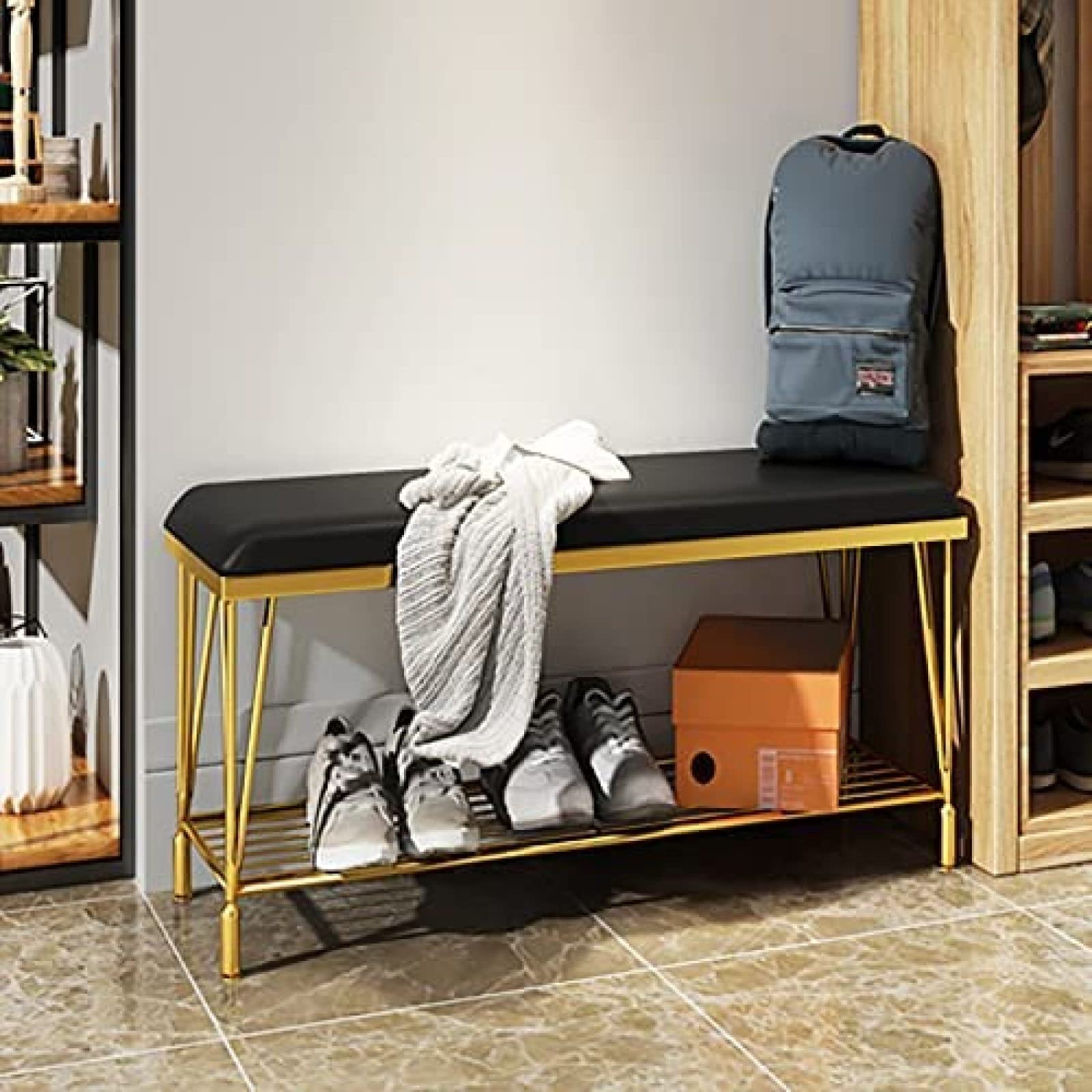 Banc de rangement pour chaussures confortable contre le désordre