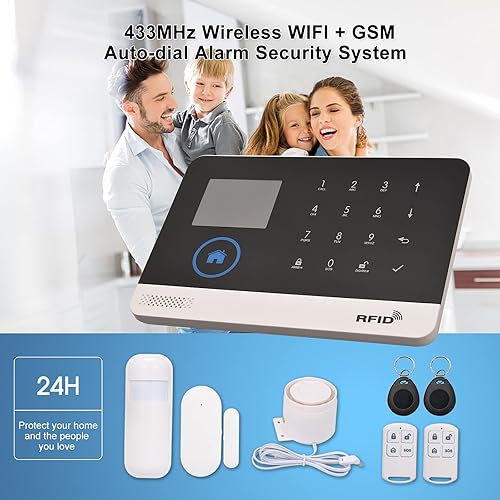 Miniatura 2 de Sistema de alarma WiFi GSM para el hogar, 2.4 pulgadas LCD inalámbrico DIY Smart Home antirrobo sistema de alarma de seguridad de 10 piezas,