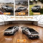 Voiture de télécommande, ramassage 2,4 Ghz RC Camion, Jouets de voiture de course Batterie rechargeable, Lumières, Modèle électrique Véhicule pour enfants Cadeaux pour les garçons / filles Âges 3 4 5 6 7 8-12 + (Noir Gris frais)