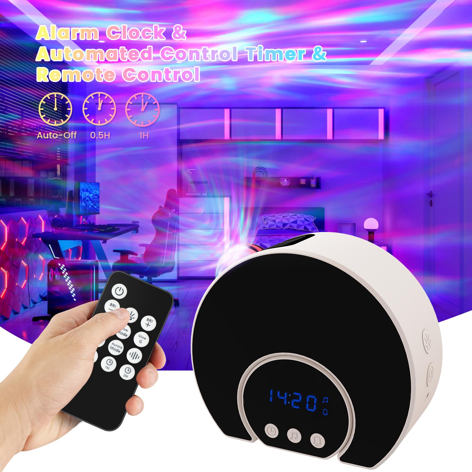 Proiettore luce camera, proiettori a luce di luna, altoparlanti Bluetooth e timer dominato, illuminazione per bambini, camera da letto adulta, feste, oggetti da arredamento, facilmente rimovibili