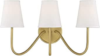 Meridian M90056NB Wall Sconce, 3-Light 180 Total Watts, Natural Brass