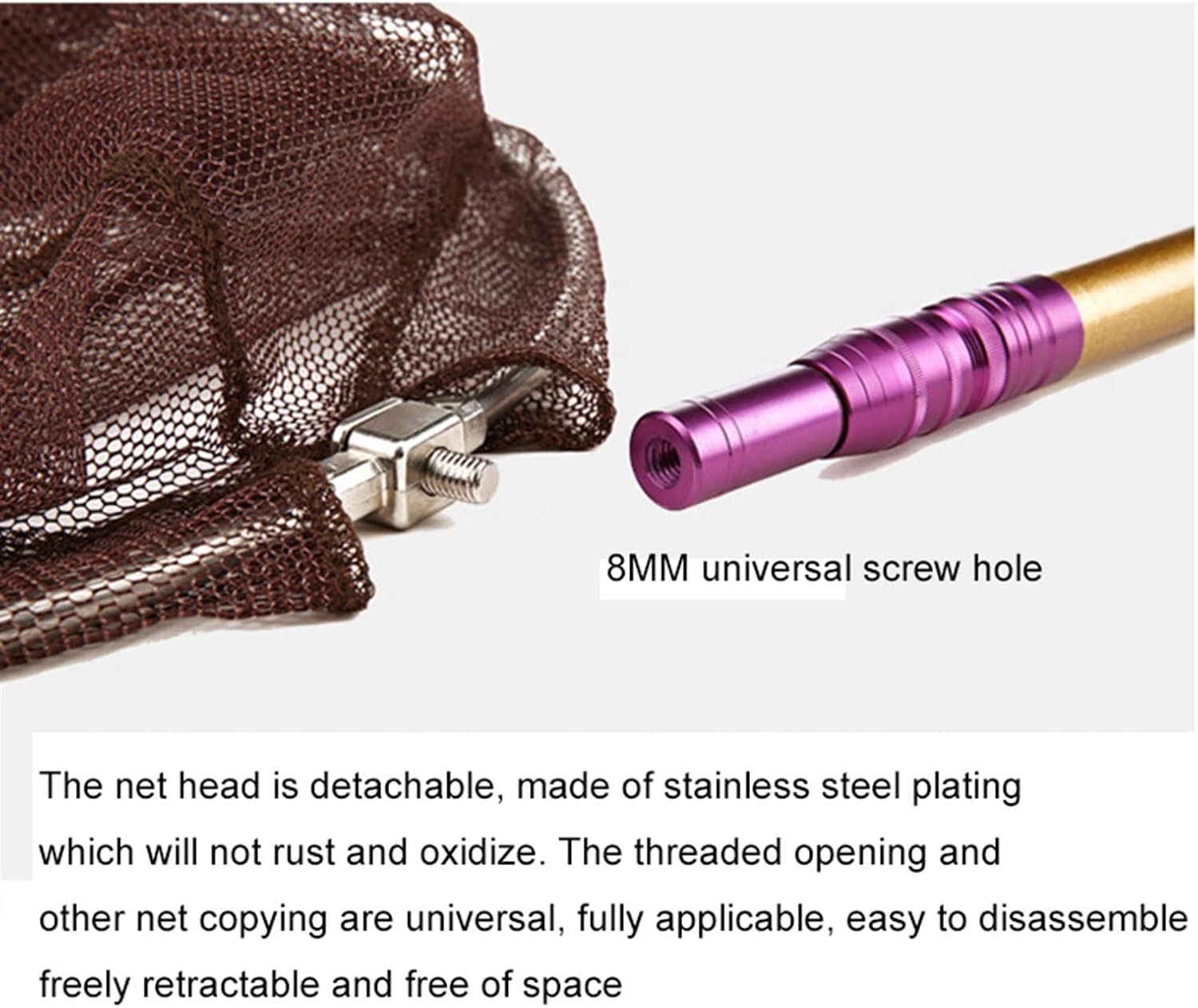Fishing Accessories- Portable Foldable Stainless Steel Hand Net Head Gluing and Anti Hanging Dense Fish Fishing Mesh Net Bag Diameter 40cm,Fishing Landing Net,Easy Catch & Release