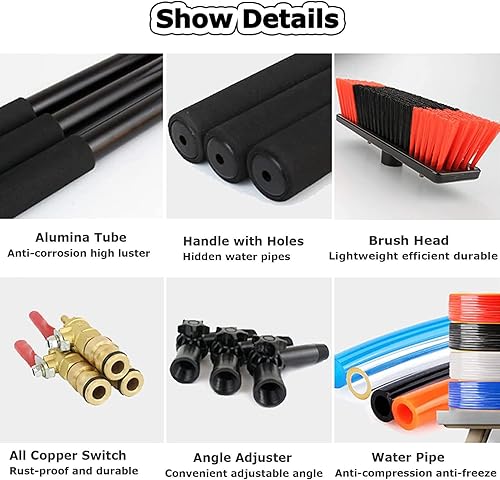 Miniatura 5 de ANUU Window Clean Washing Set Equipment Telescopic Extension Pole Cleaning Kit 55cm Brush for Window Cleaning, Photovoltaic Panel Cleaning,