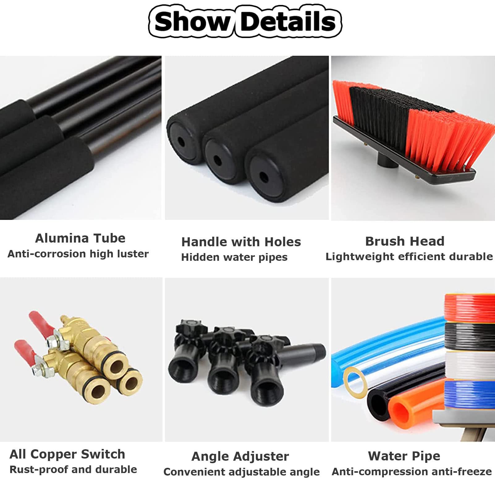 Kit de poste de limpieza de agua de 24 pies para paneles solares y ventanas altas, cepillo de 55 cm para una limpieza eficiente, mantenimiento perfecto del panel solar y cuidado de ventanas exteriores
