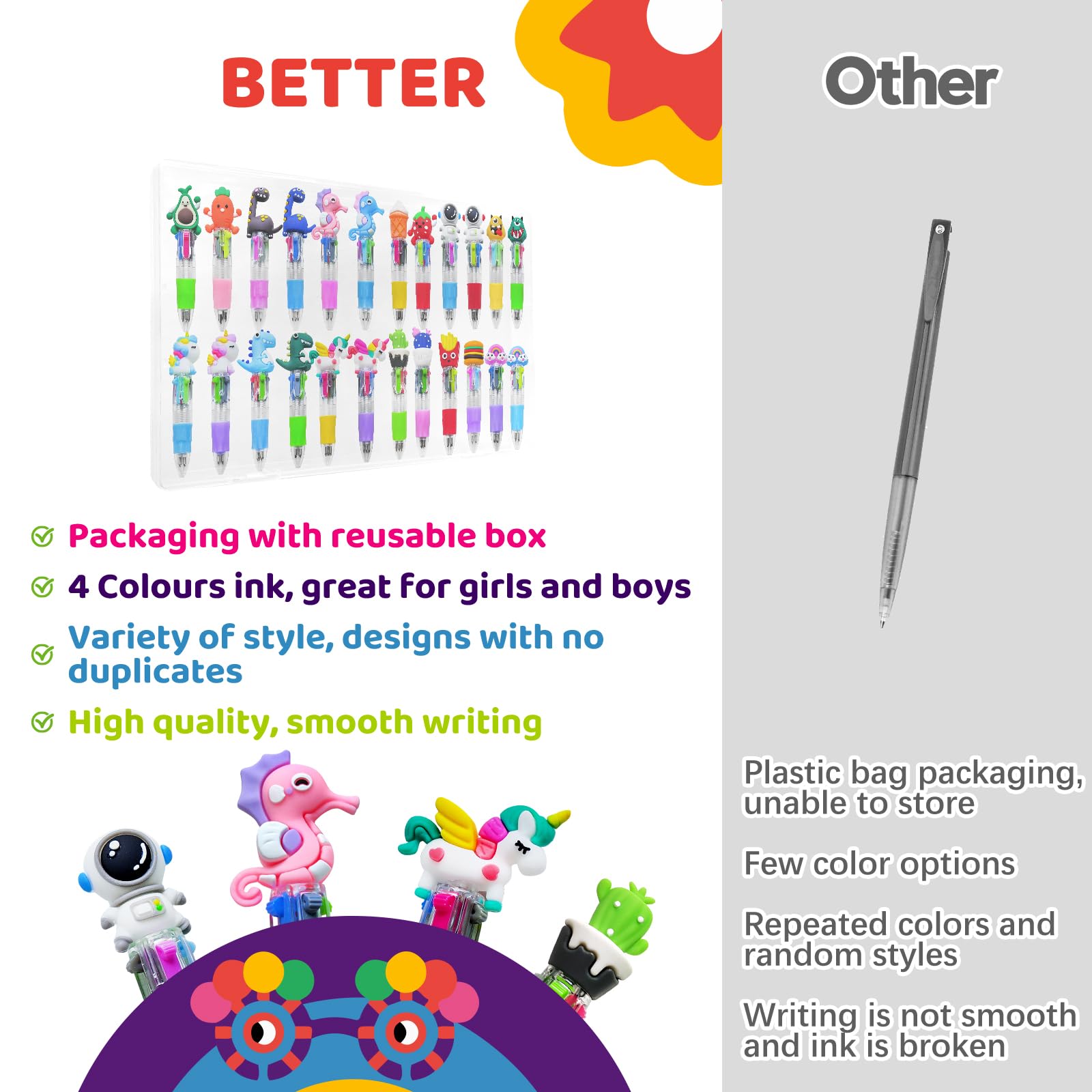 KIDRENFUN Party Bag Fillers- 24 PCS Party Favours Mini Pens, Class Prize Lucky Dip Prizes - Image 2