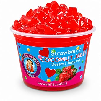 Strawberry Hearts Premium Coconut Jelly Dessert Topping by Buddha Bubbles Boba