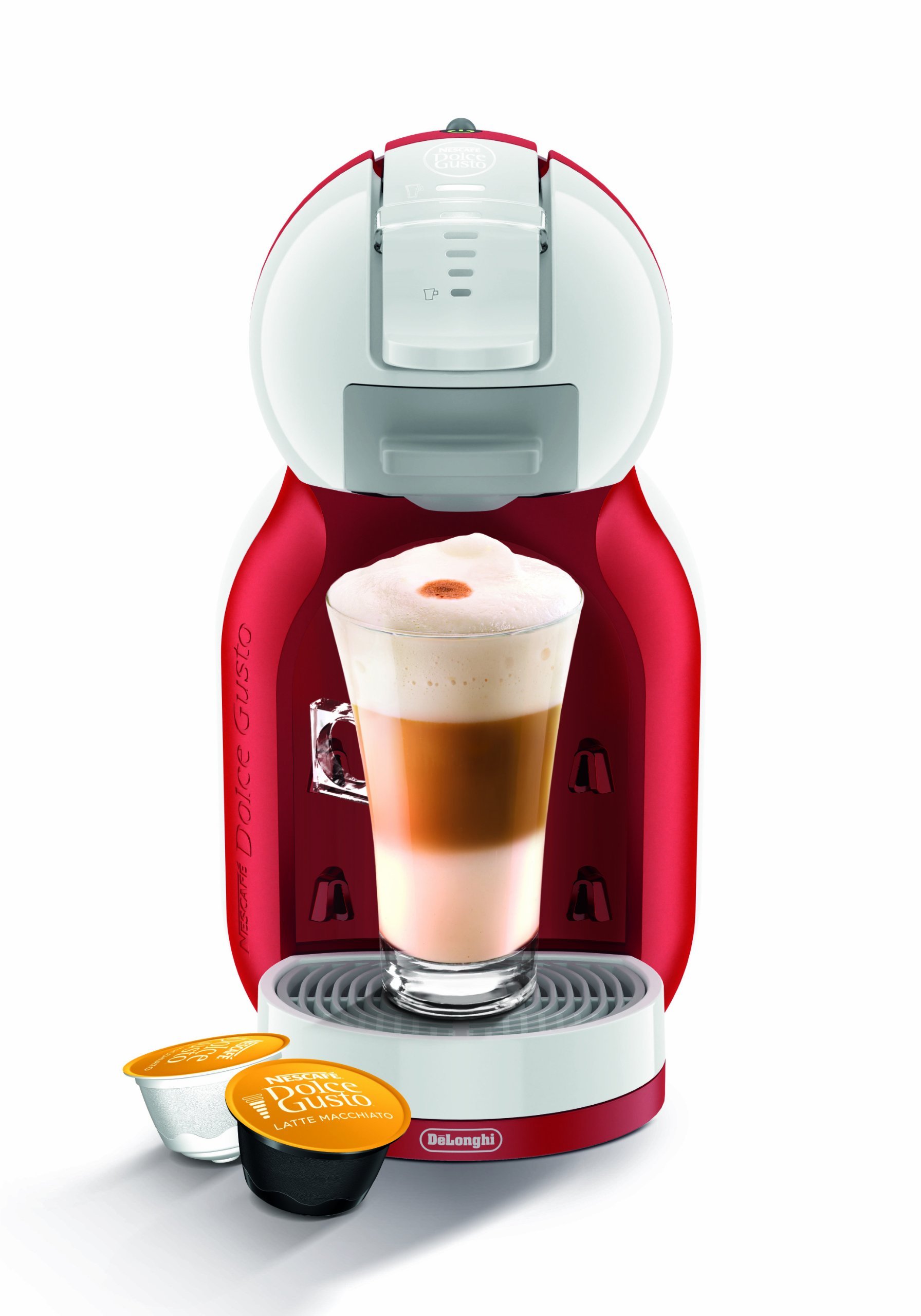 NESCAFÉ DOLCE GUSTO Mini Me EDG305.WR - Cafetera automática de cápsulas, 15 bares de presión para bebidas frías y calientes. 0.8 l. Color blanco y rojo