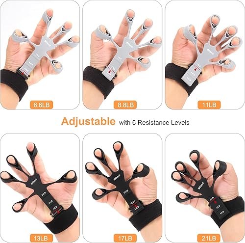 Miniatura 4 de Kit de entrenamiento de fuerza de agarre con fortalecedor de agarre de mano, ejercitador de dedos, anillo de entrenamiento de antebrazo, estirador
