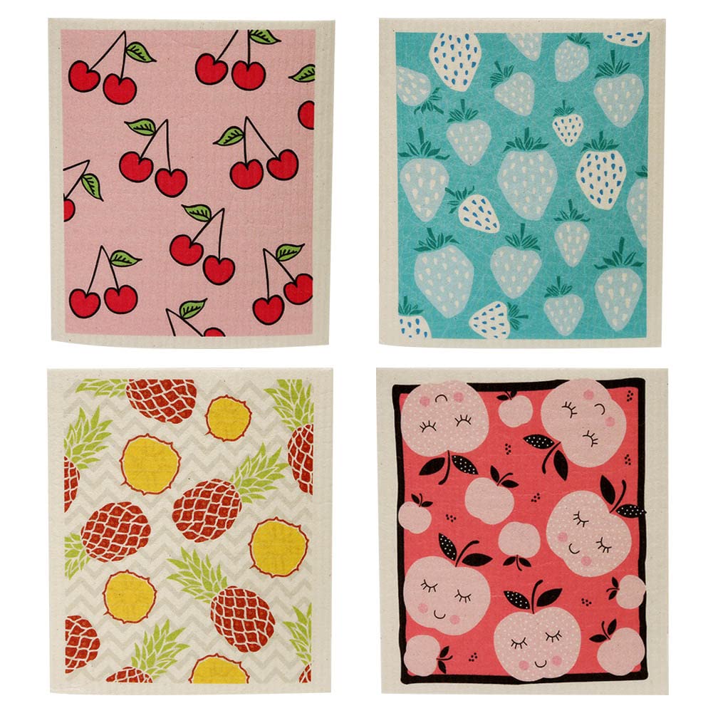 Torchons Suédois Réutilisables - Lot De 4, Motif Noël | Absorbants, Lavables, Pour Cuisine