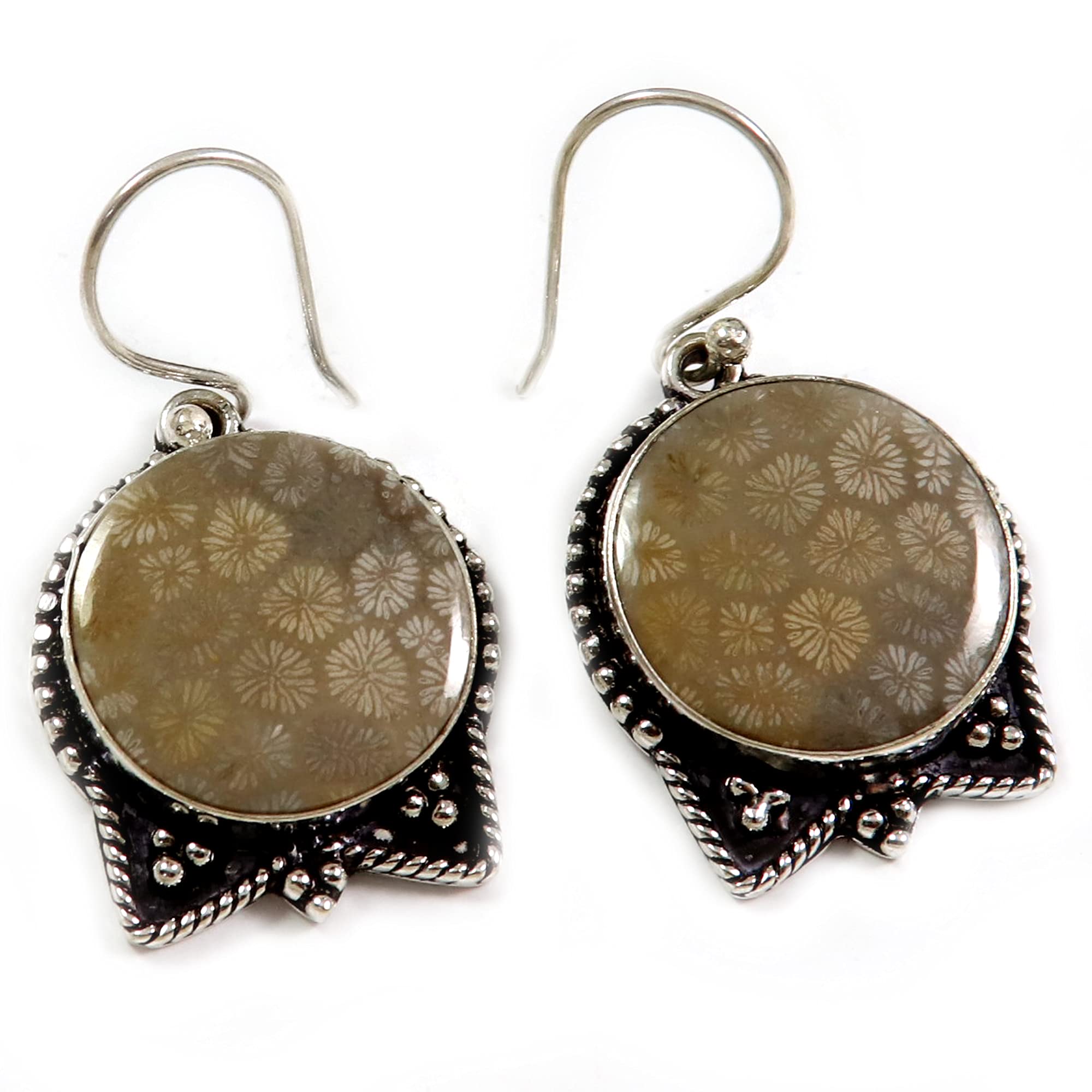 Flower Jasper Gemstone Silver Plated Earring Handmade Jawelry Goyal Crafts GEAQ-45-image-28