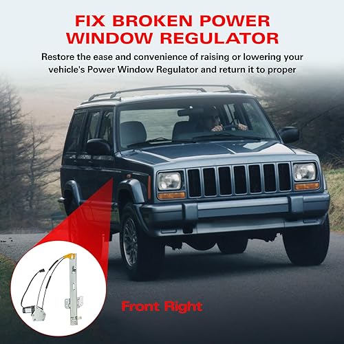 Miniatura 5 de BDFHYK 741-769 Regulador de ventana eléctrica con motor, lado del pasajero delantero derecho para Jeep Cherokee 1997 1998 1999 2000 2001 97 98 99 00