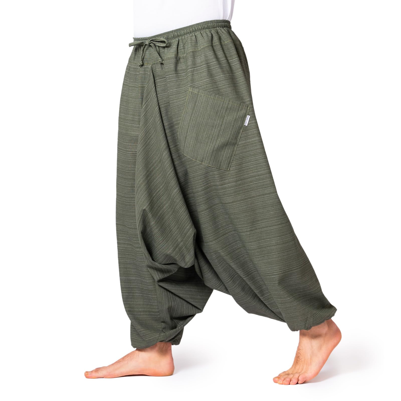 Panasiam Unisex Olive Green Aladin Pants Cotton 'Lini', Xl