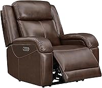 Watson & Whitely Genuine Leather Wall Hugger Power Recliner with Power Headrest & USB Ports - Dark Brown RV Chair
