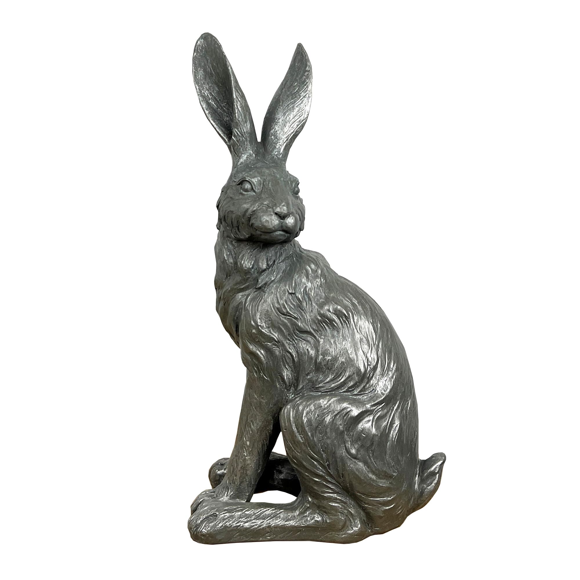 Alfie Francis 30cm Tall Large Matt Grey Sitting Hare Ornament Sculpture Statue Home Decoration Gift Rabbit Animal