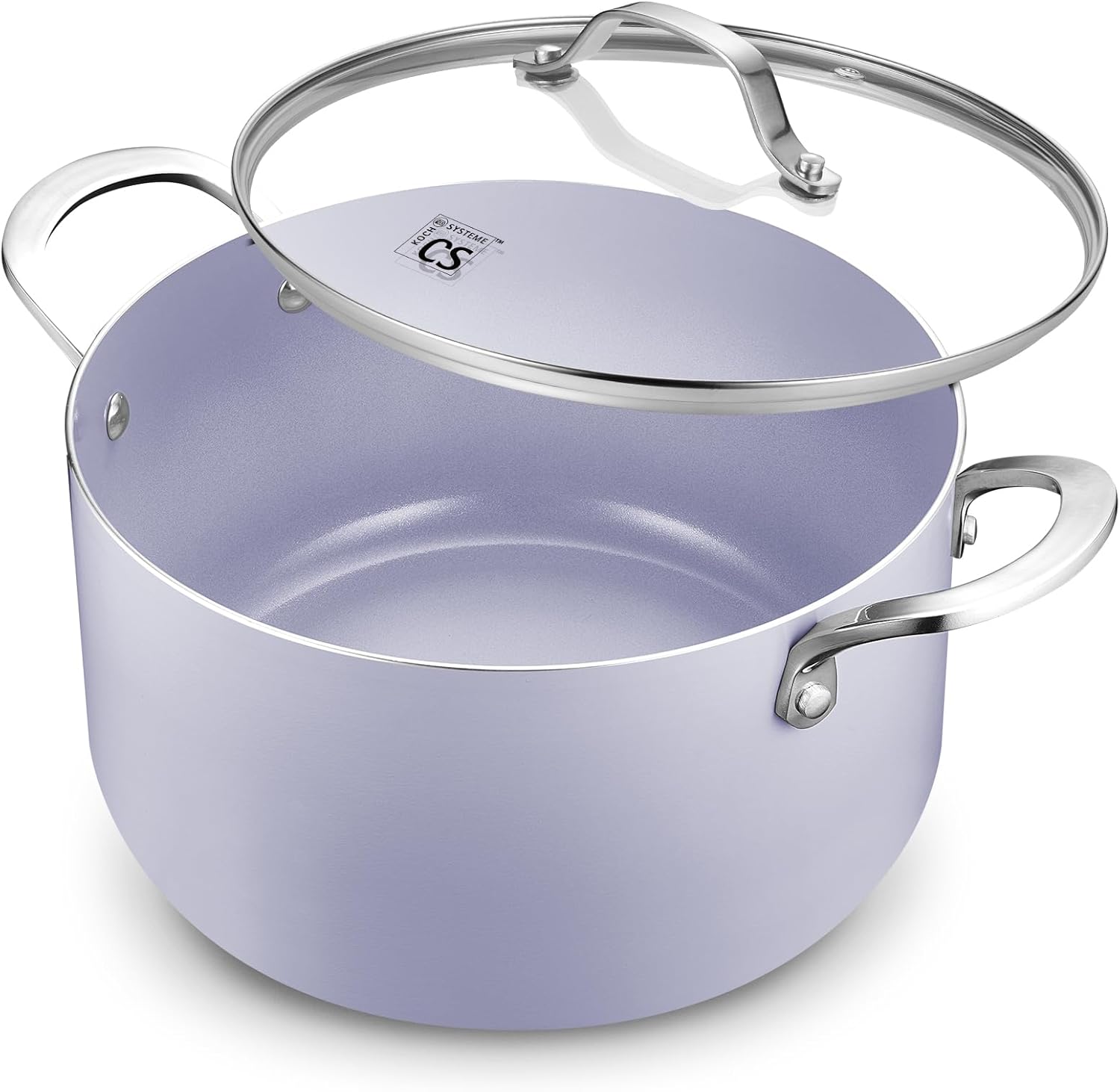 KOCH SYSTEME CS 6 Quart Nonstick Stock Pot with Lid, 6 QT Nonstick Ceramic Stockpot with Stainless Steel Handle, Induction Cooking Pot for Soups, Casserole, Soup Pot, Even Heating, Oven Safe, Purple KOCH SYSTEME CS 6 Quart Nonstick Stock Pot with Lid, 6 QT Nonstick Ceramic Stockpot with Stainless Steel Handle, Induction Cooking Pot for Soups, Casserole, Soup Pot, Even Heating, Oven Safe, Purple