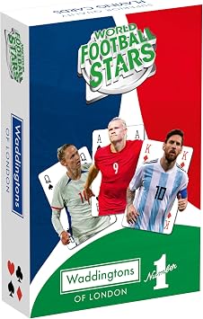 Waddingtons Number 1 World Football Stars Playing Cards, play fish, slap jack, crazy eights and rummy, Great Travel Companion, Gifts and Toys for Boys, Girls and Adults