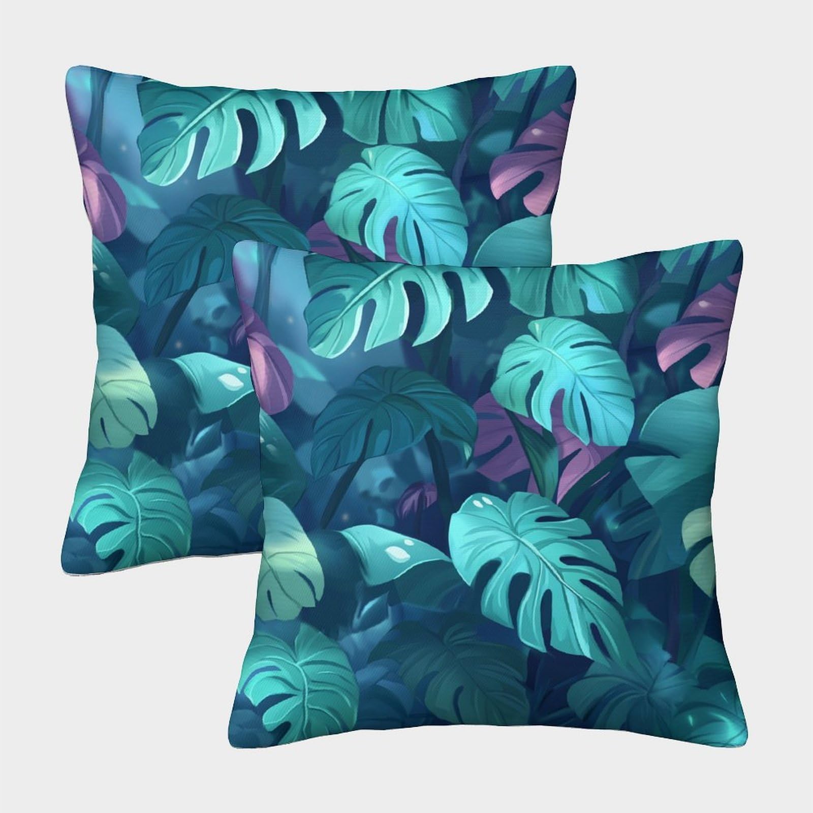kaiyun 2 Pack Monstera Plant,Jungle Pillow Case Home Decoration Sofa Cushion Cover 45x45cm