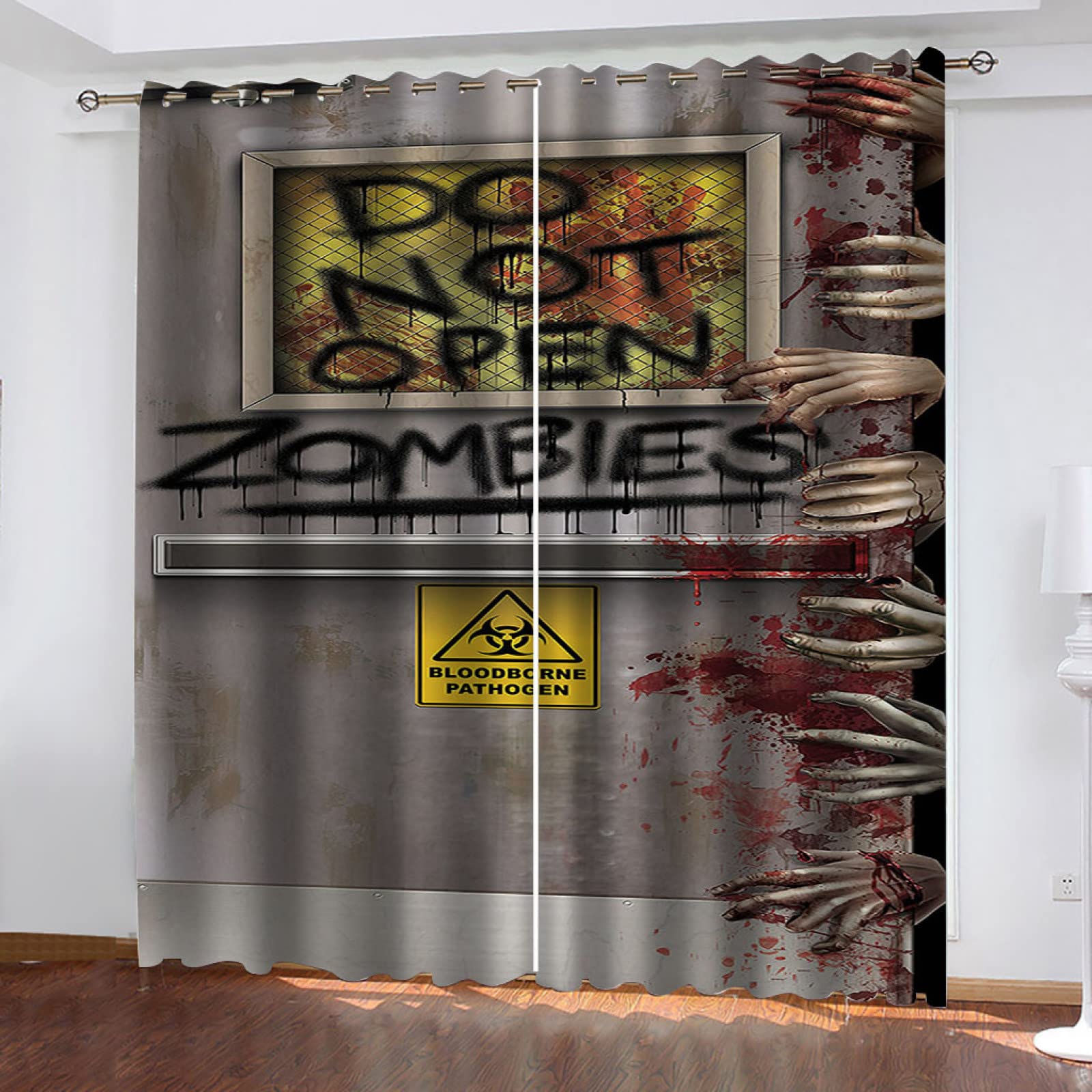 Amazon｜姫系 カーテン 遮光 ホラー＆ゾンビ 2 x 幅100 x 丈178cm