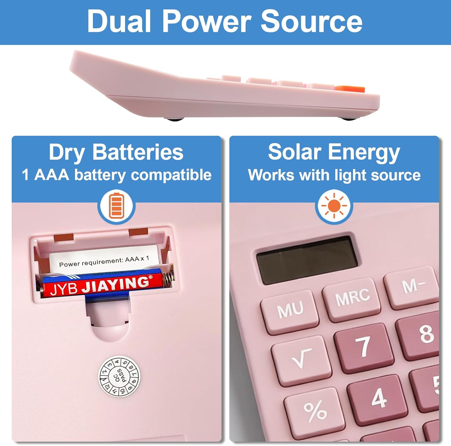 Calculators Desktop, Pink Desk Calculator with Large 2 Line Display, Basic Calculator with Big Button, 4 Function Calculators for Business, Students, Office Supplies (Pink)