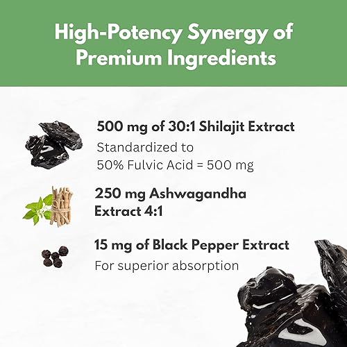 Miniatura 2 de Cápsulas de resina pura Shilajit  50% de ácido fúlvico verificado extracto de shilajit del Himalaya  15,000 mg de Shilajit orgánico crudo con