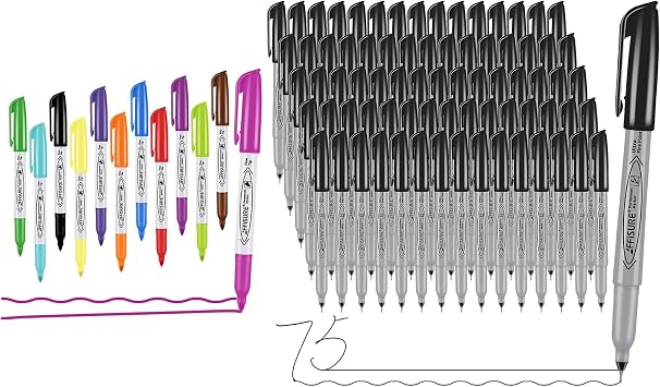Fine tip colorful and Permanent Markers, Ultra Fine Point, Black