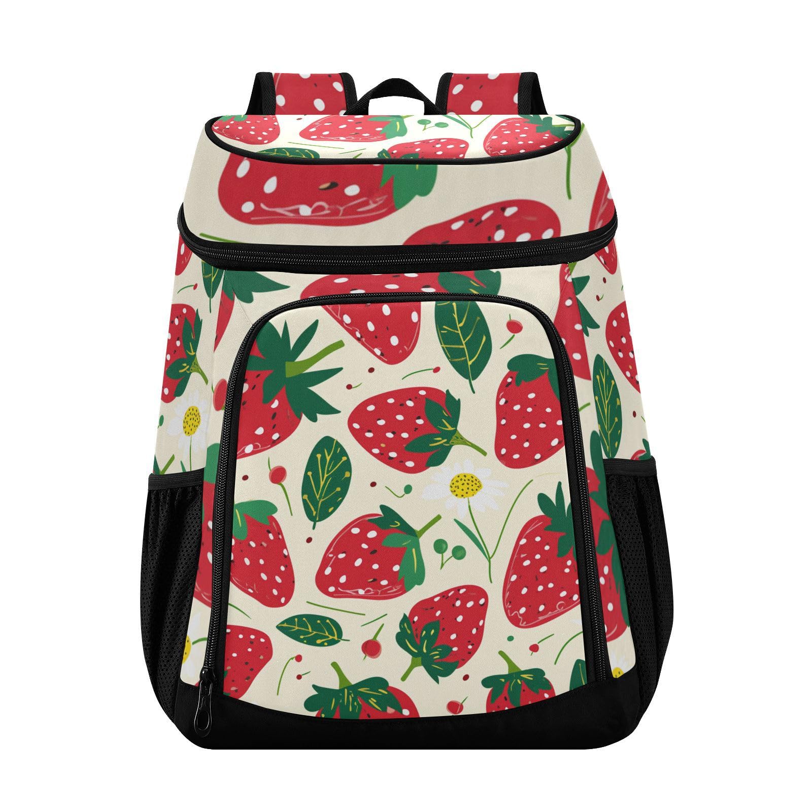 Strawberry Berries Tropical Fruit Cooler Backpack Cooler Insulated Leak Proof Lunch Backpack 36 Cans Waterproof Soft for Men Women Picnic Hiking Camping Beach