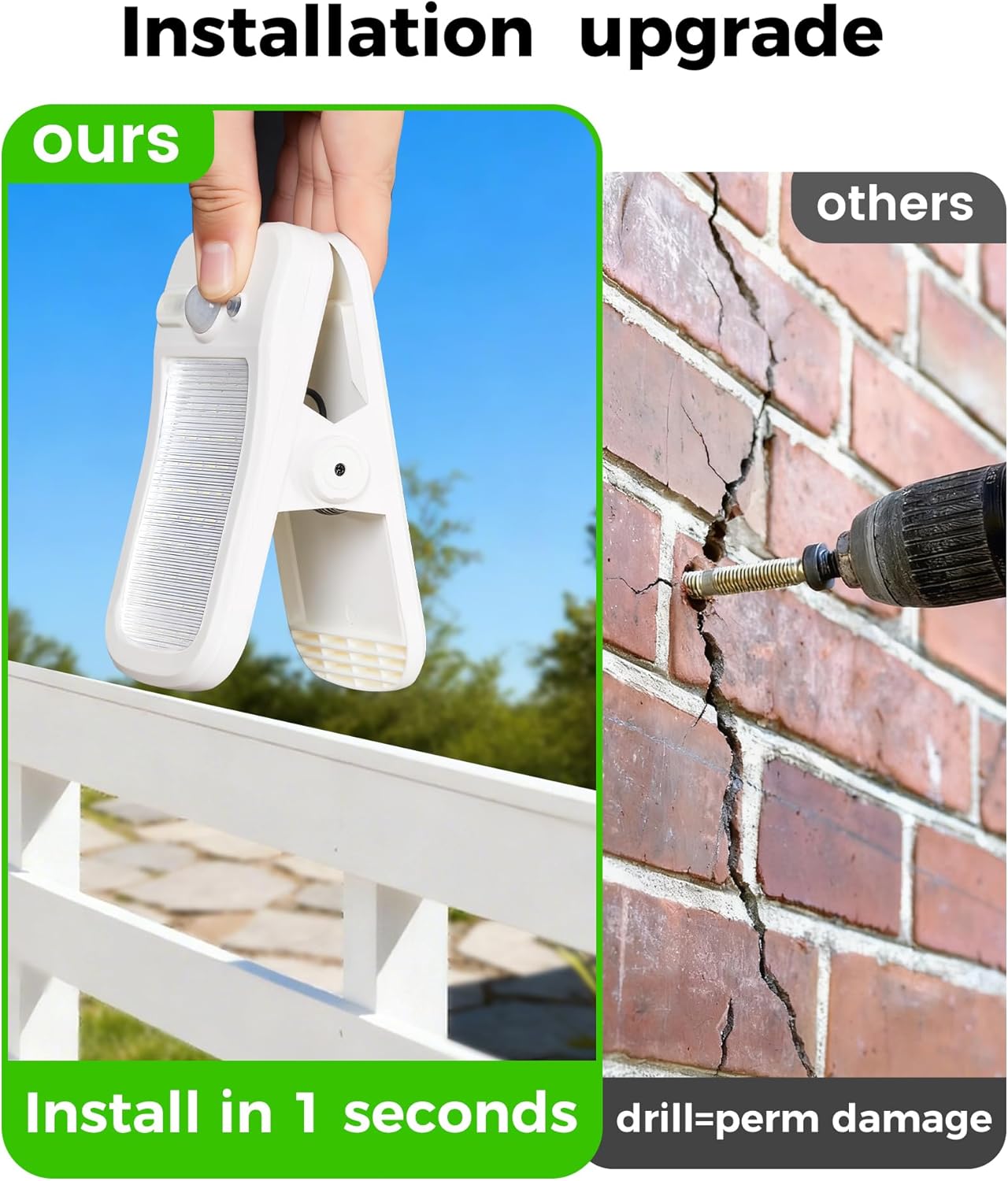 Clip on Solar Lights for Fence, 3 Modes Solar Motion Lights Outdoor Waterproof, 60LEDs 500LM Portable Security Light for Fence, Deck, Garage, Camping, USB Charging, 6 White