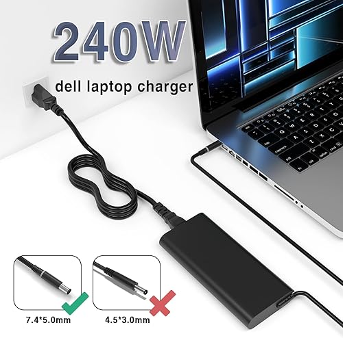 Miniatura 2 de Nuevo cargador de portátil delgado de 240 W para Dell Alienware G3 G5 G7 G15 G16 M17X M18 M18X X51 15 17 R1 R2 R3 R4 R5 Precision 7550 7670 7730
